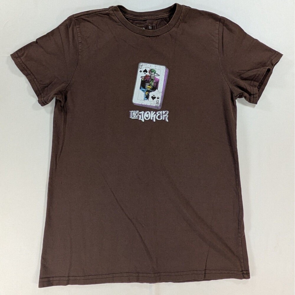 Mens Batman Joker Short Sleeve T Shirt Brown Medium Flaw